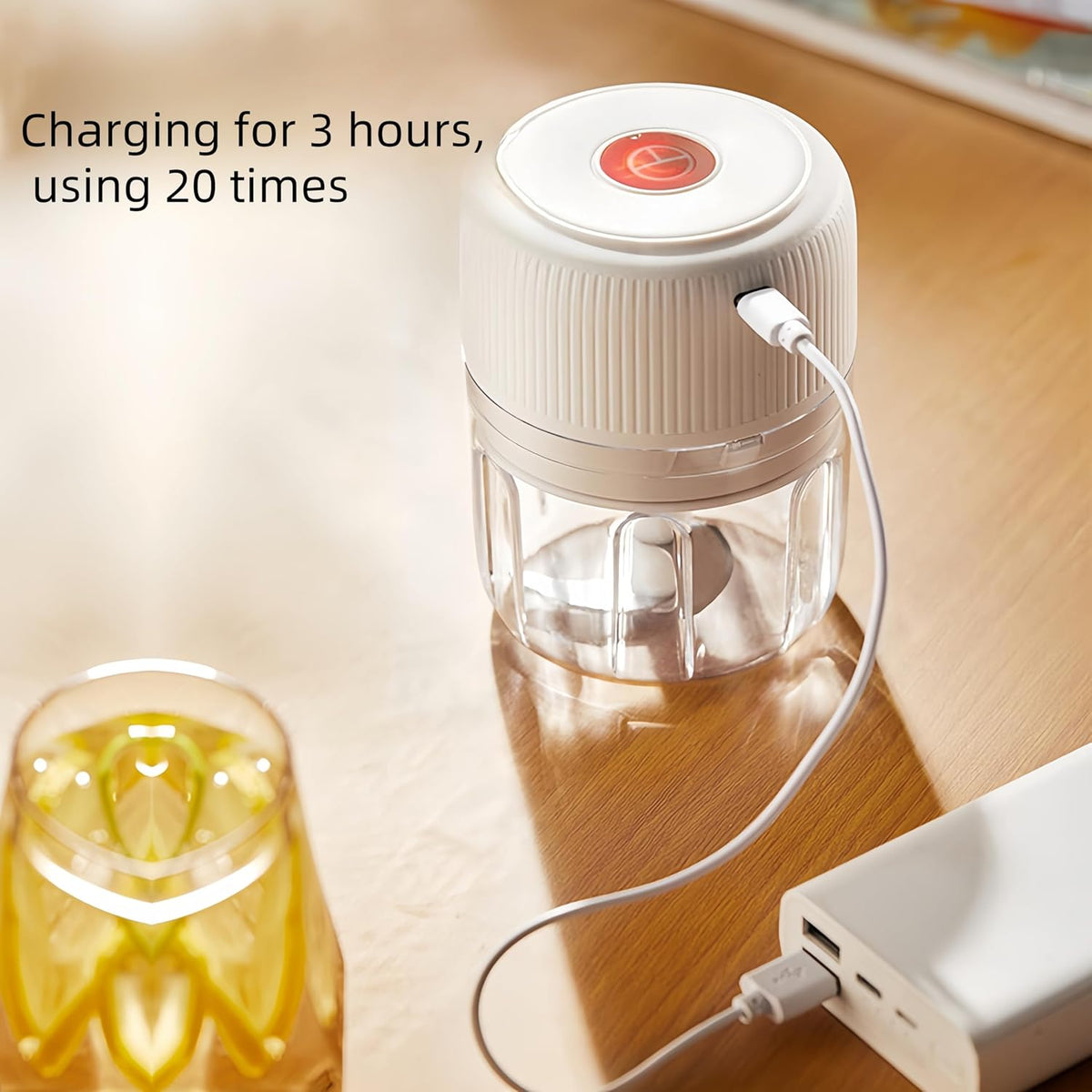 Electric Garlic Chopper, 250ML USB, Mini Vegetable Onion Chopper White Col