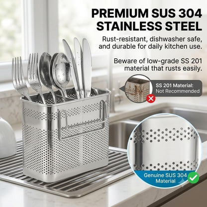 SUS 304 Silverware Basket for Dish Rack, Hanging Utensil Holder