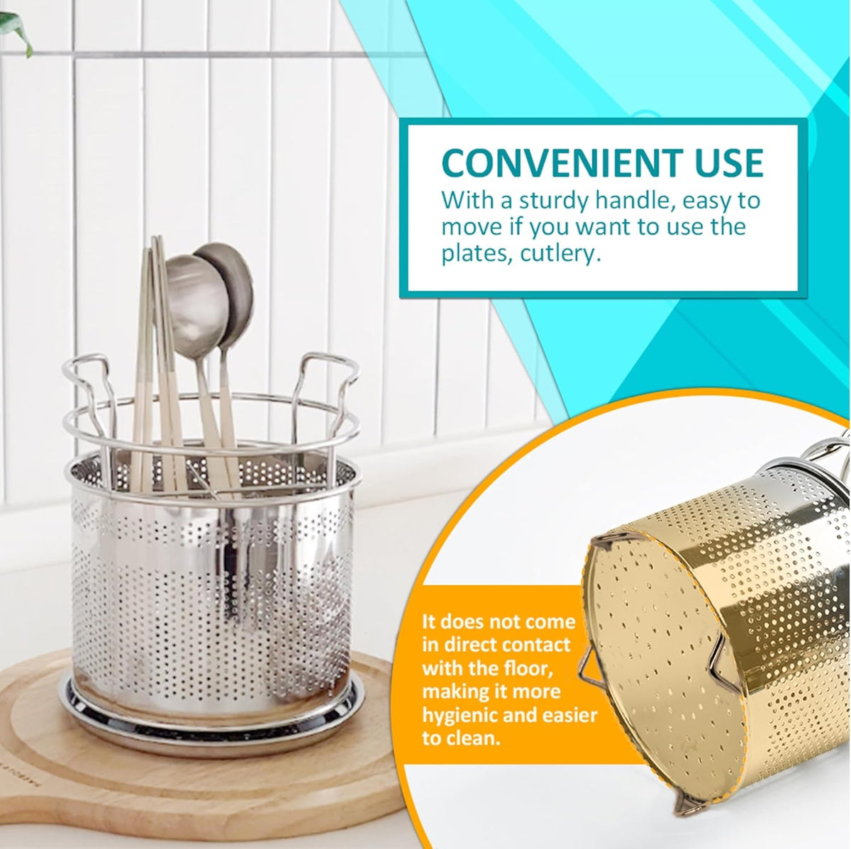 SUS 304 Silverware Basket for Dish Rack, Hanging Utensil Holder