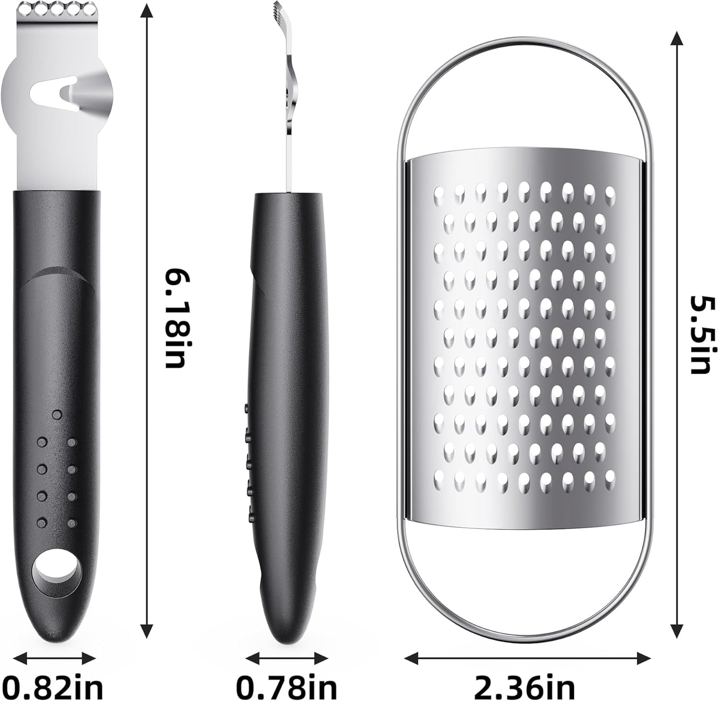 Citrus Zester Tool With Channel Knife Citrus Peeler, Non-Slip Handle, Black