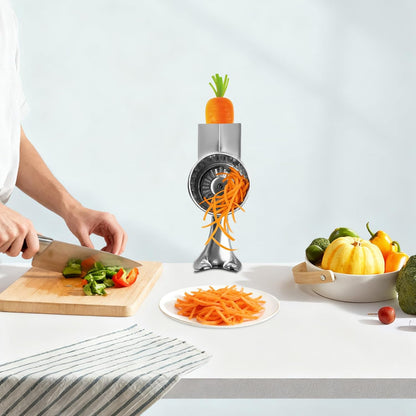5 in 1 Manual Stainless Steel Rotary Grater for Kitchen,Clamp Mount