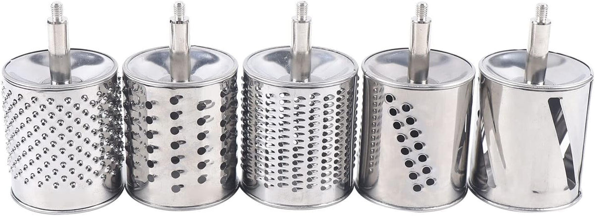 5 in 1 Manual Stainless Steel Rotary Grater for Kitchen,Clamp Mount