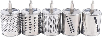 5 in 1 Manual Stainless Steel Rotary Grater for Kitchen,Clamp Mount