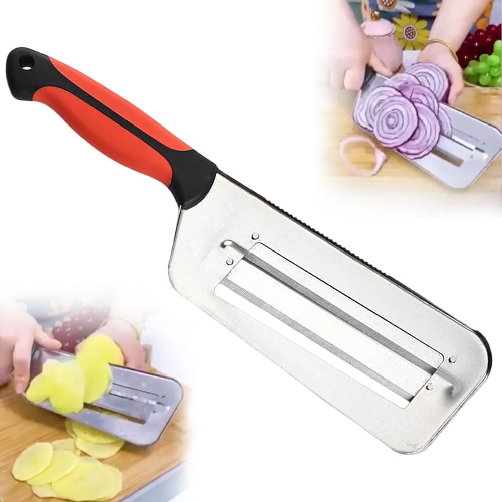 Stainless Steel Dual Blade Julienne Cutter, 2025 New Cabbage Shredder for Coleslaw, Stainless Steel Shredder Knife, Kitchen Multifunctional Vegetable Cutter Slicer (1 Pcs)