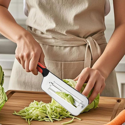 Stainless Steel Dual Blade Julienne Cutter, 2025 New Cabbage Shredder for Coleslaw, Stainless Steel Shredder Knife, Kitchen Multifunctional Vegetable Cutter Slicer (1 Pcs)