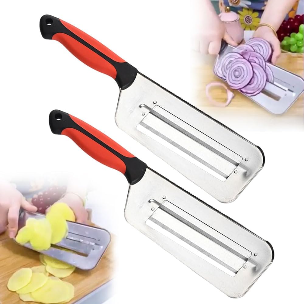Stainless Steel Dual Blade Julienne Cutter, 2025 New Cabbage Shredder for Coleslaw, Stainless Steel Shredder Knife, Kitchen Multifunctional Vegetable Cutter Slicer (1 Pcs)