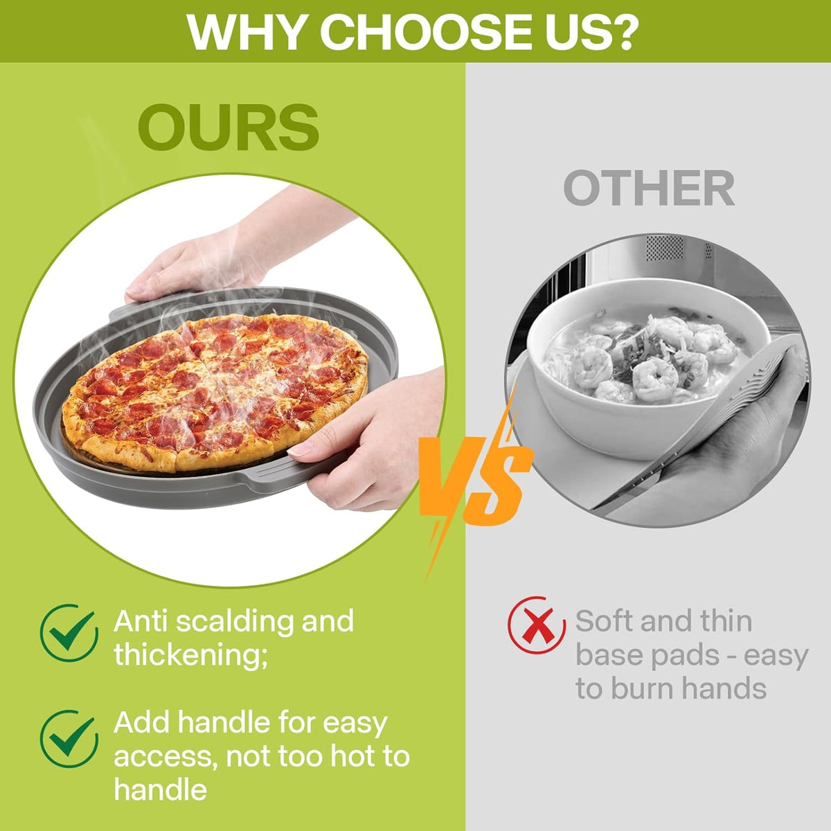 Microwave Splatter Cover for Food with Anti-scald Base Plate,Large Plastic & Silicone Vented Avoid Scalding Collapsible Guard Lid, Plate Holder & Kitchen Colander for Meal Prep-10.7 Inch (2 Pcs BRed)