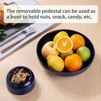 Ceramic Fruit Bowl for Kitchen Counter, Large Fruit Basket with Hole, Grey