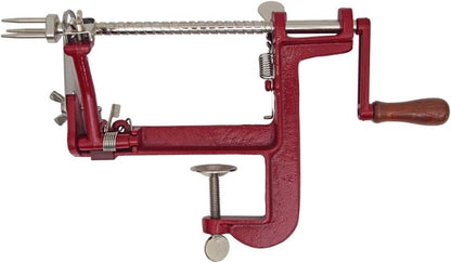 Heavy Duty Cast Iron Peeler with Stainless Steel Corer Slicer and Peeler Blades and a Strong Clamp Base, Apple Pie or Apple Crisp Maker