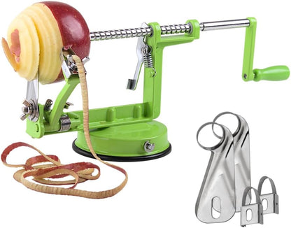 Heavy Duty Cast Iron Peeler with Stainless Steel Corer Slicer and Peeler Blades and a Strong Clamp Base, Apple Pie or Apple Crisp Maker