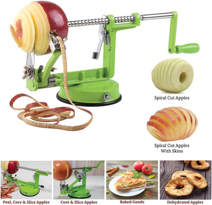 Heavy Duty Cast Iron Peeler with Stainless Steel Corer Slicer and Peeler Blades and a Strong Clamp Base, Apple Pie or Apple Crisp Maker