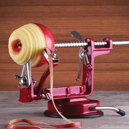 Heavy Duty Cast Iron Peeler with Stainless Steel Corer Slicer and Peeler Blades and a Strong Clamp Base, Apple Pie or Apple Crisp Maker
