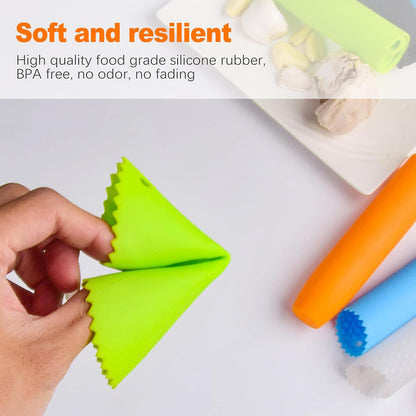 3pcs Silicone Garlic Peeler Tube Roller, Effortless Skin Remover, Garlic Roller, Garlic Rocker, Easy-Clean for Kitchen, Premium Durable Design