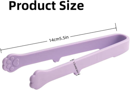 6 Pcs Mini Silicone Food Tongs,Tiny Cat Paw Kitchen BBQ Clamps | food-grade silicone,heat resistant,non-slip grip,cute cat paw design, mini size for snacks/BBQ/baking/salad, dishwasher safe