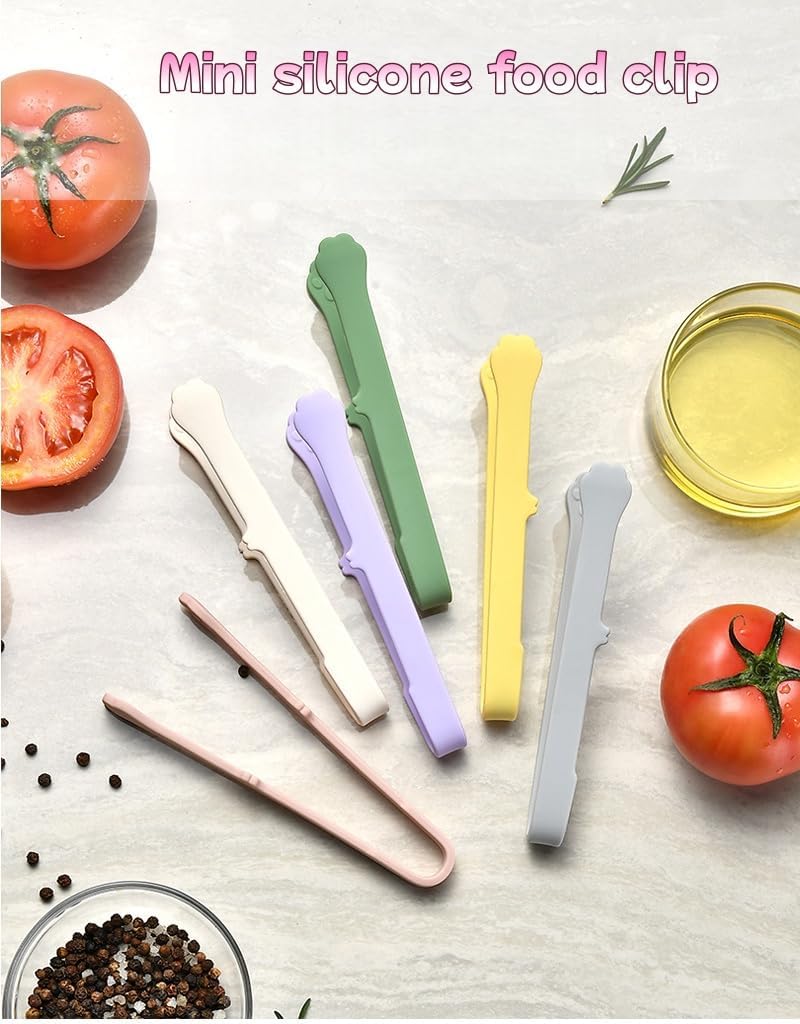 6 Pcs Mini Silicone Food Tongs,Tiny Cat Paw Kitchen BBQ Clamps | food-grade silicone,heat resistant,non-slip grip,cute cat paw design, mini size for snacks/BBQ/baking/salad, dishwasher safe