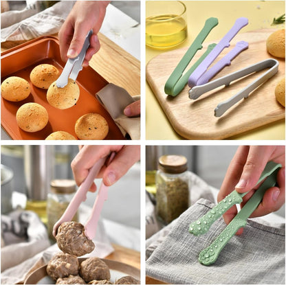 6 Pcs Mini Silicone Food Tongs,Tiny Cat Paw Kitchen BBQ Clamps | food-grade silicone,heat resistant,non-slip grip,cute cat paw design, mini size for snacks/BBQ/baking/salad, dishwasher safe