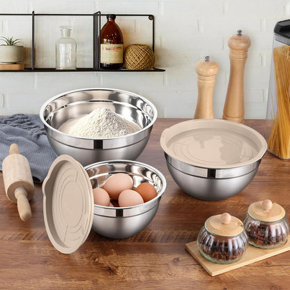 Mixing Bowls with Lids Set, 3 Packs Stainless Steel Metal Bowls