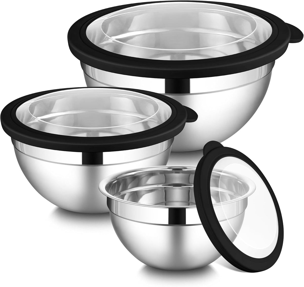 Mixing Bowls with Lids Set, 3 Packs Stainless Steel Metal Bowls