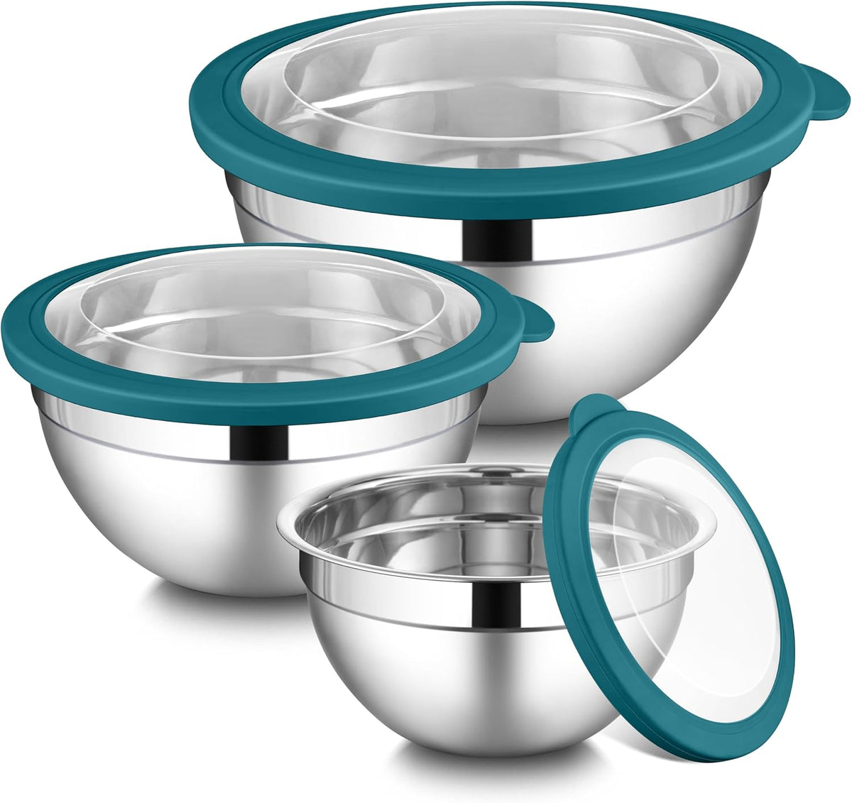 Mixing Bowls with Lids Set, 3 Packs Stainless Steel Metal Bowls