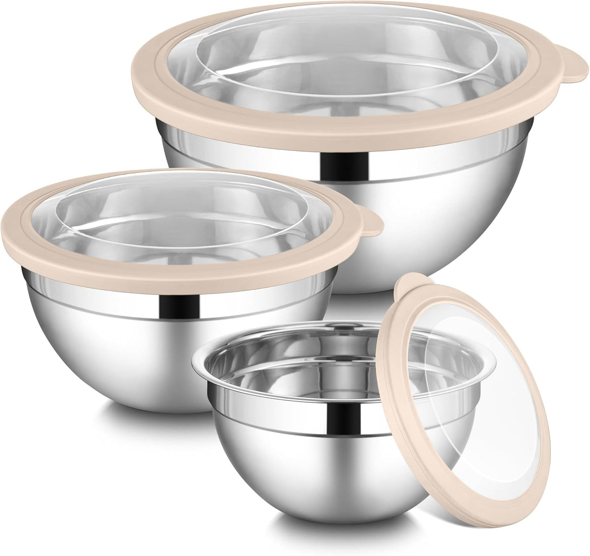 Mixing Bowls with Lids Set, 3 Packs Stainless Steel Metal Bowls