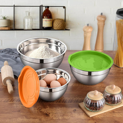 Mixing Bowls with Lids Set, 3 Packs Stainless Steel Metal Bowls