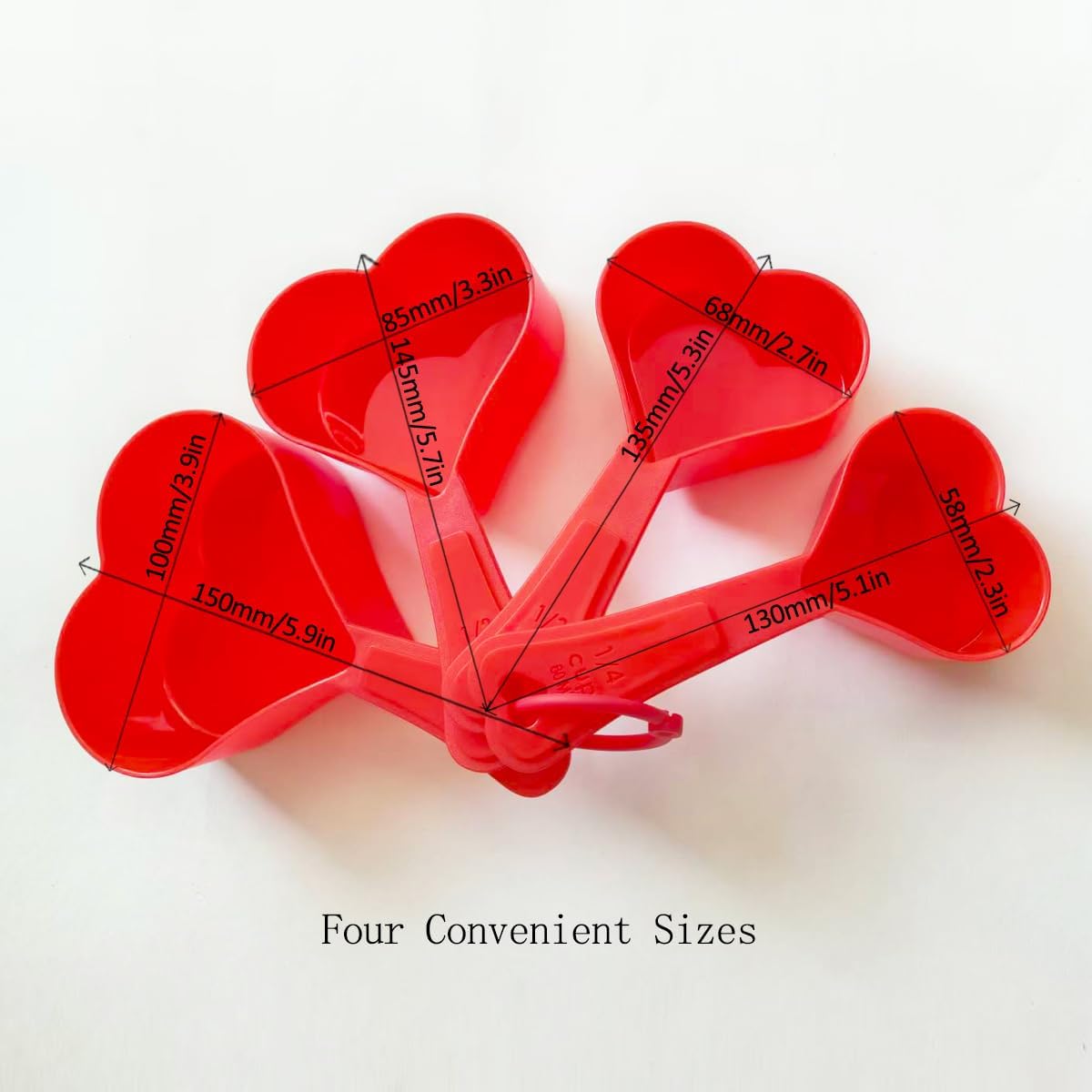 Measuring Spoons Set Heart Shaped Measuring Cups for Multi-purpose Liquid and Dry Home Essentials Cooking and Baking(4Pcs)