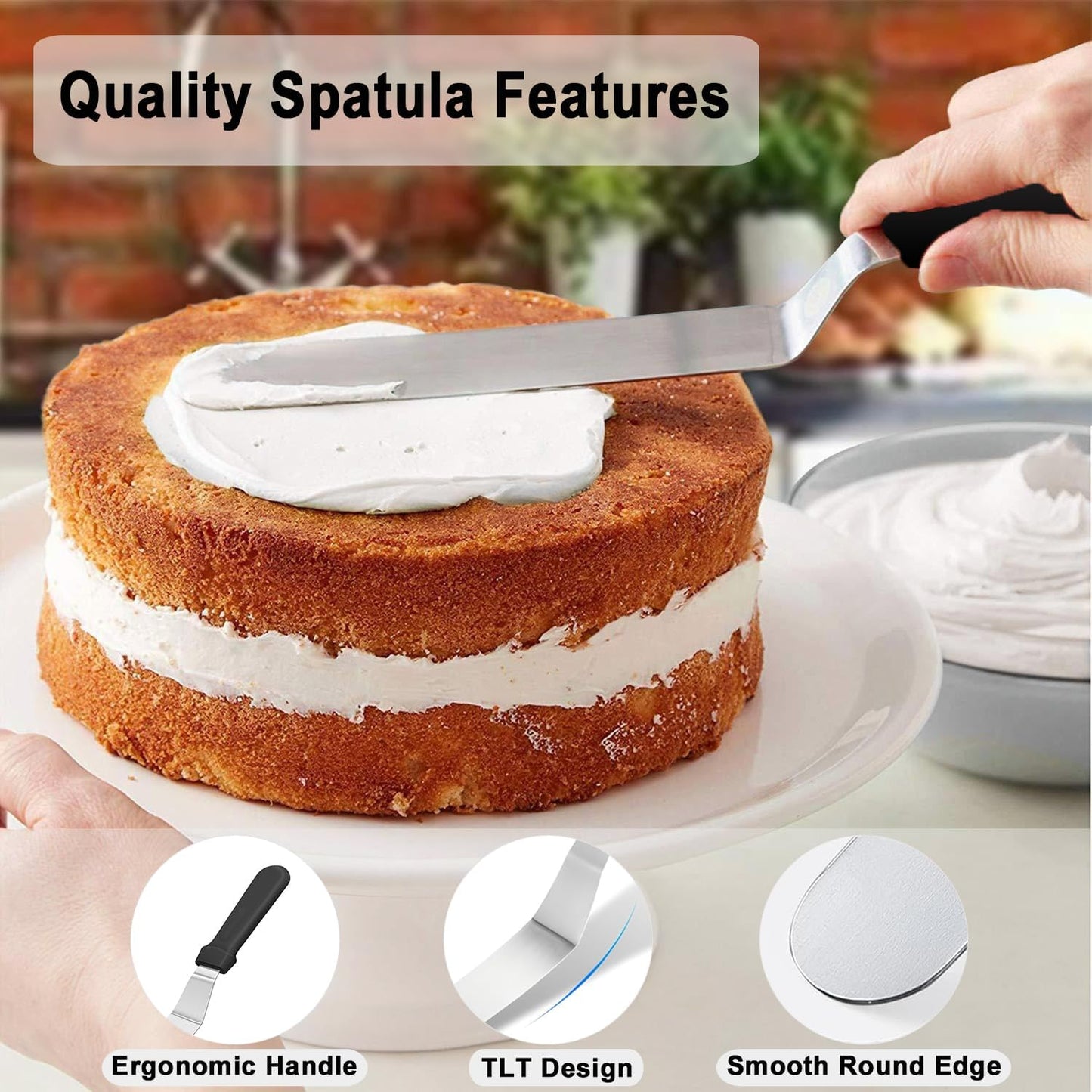 6" Small Angled Icing Spatula, Professional Food Grade Stainless Steel Cake Spatula with Sturdy & Durable Handle, Ideal for Frosting & Decorating Cakes, Baking