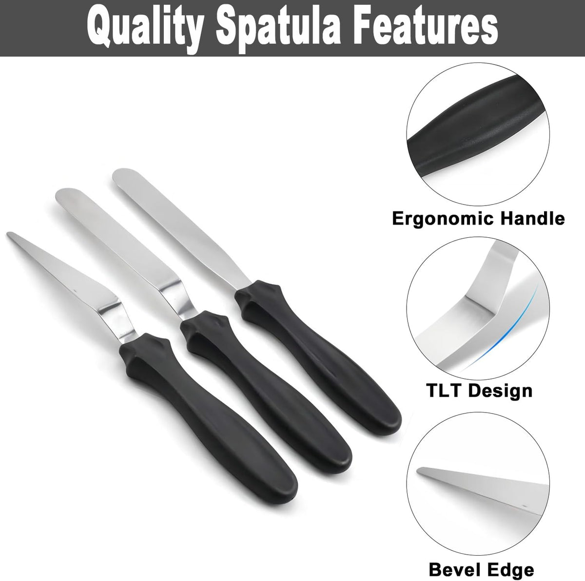 6" Small Angled Icing Spatula, Professional Food Grade Stainless Steel Cake Spatula with Sturdy & Durable Handle, Ideal for Frosting & Decorating Cakes, Baking