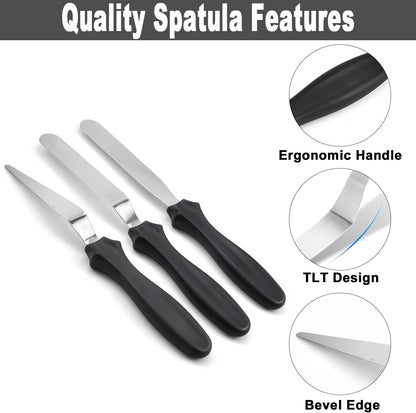 6" Small Angled Icing Spatula, Professional Food Grade Stainless Steel Cake Spatula with Sturdy & Durable Handle, Ideal for Frosting & Decorating Cakes, Baking