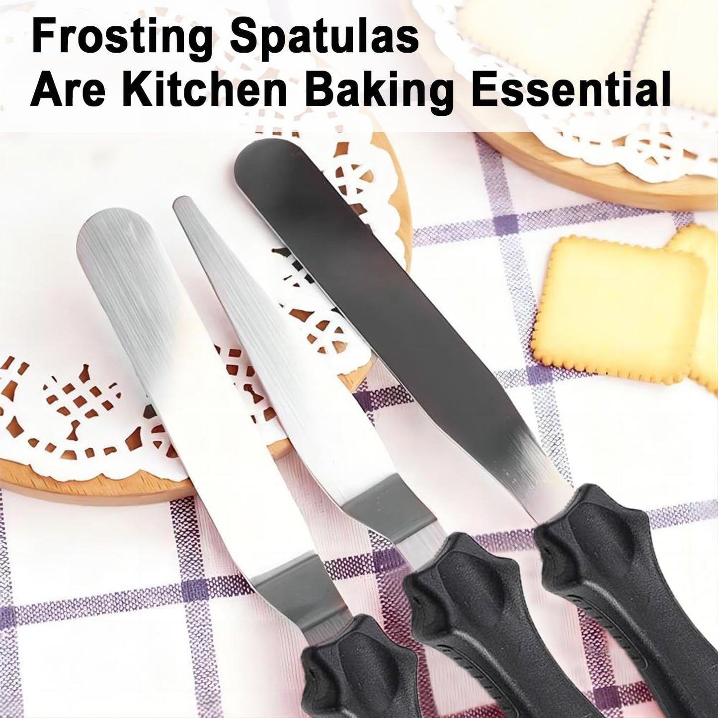 6" Small Angled Icing Spatula, Professional Food Grade Stainless Steel Cake Spatula with Sturdy & Durable Handle, Ideal for Frosting & Decorating Cakes, Baking