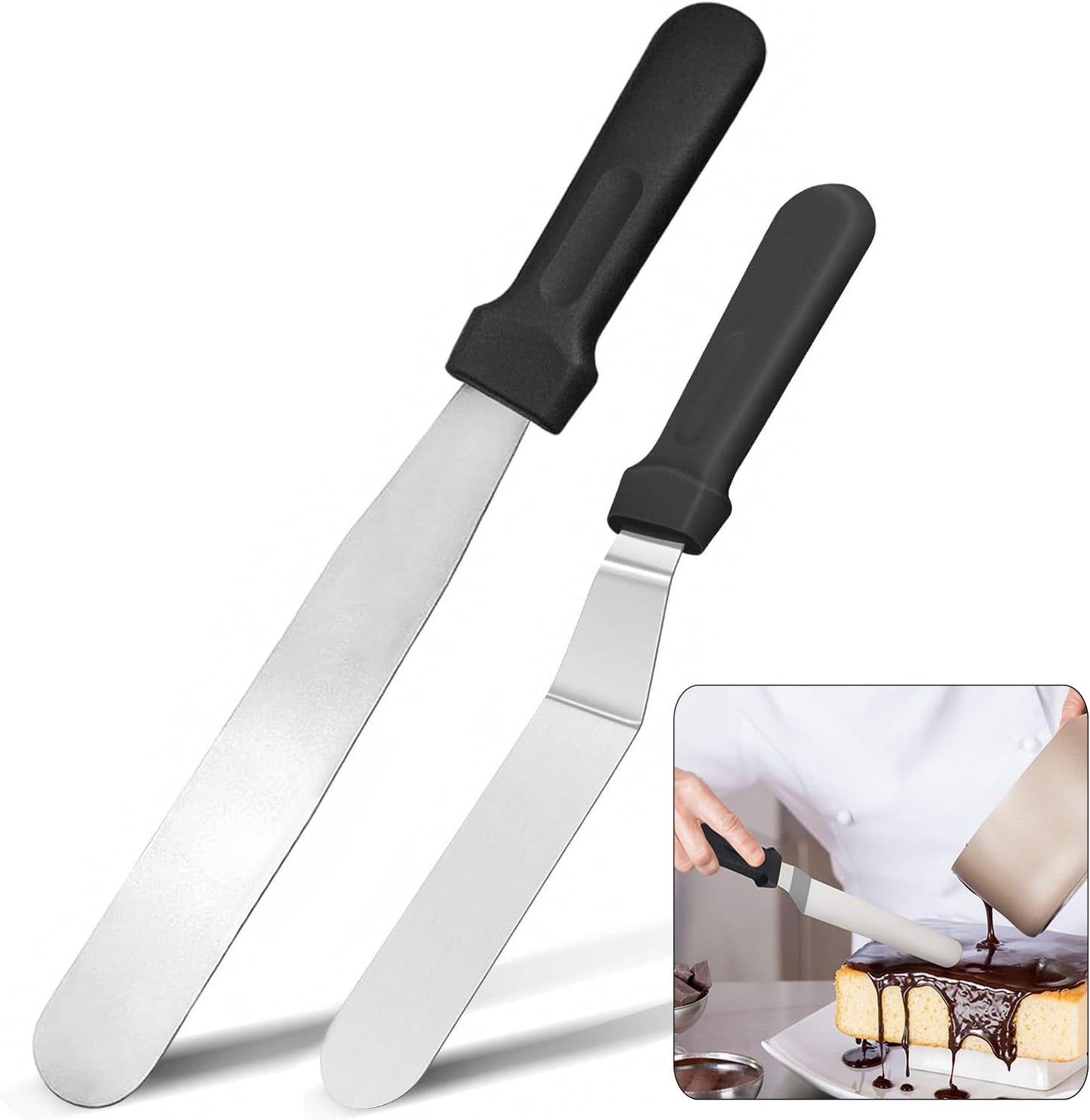 6" Small Angled Icing Spatula, Professional Food Grade Stainless Steel Cake Spatula with Sturdy & Durable Handle, Ideal for Frosting & Decorating Cakes, Baking