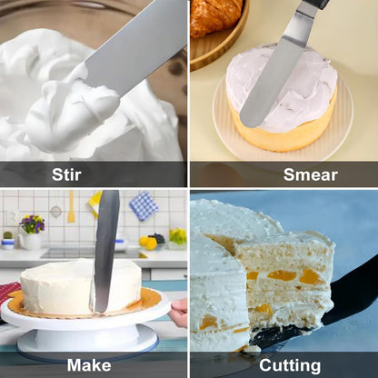 6" Small Angled Icing Spatula, Professional Food Grade Stainless Steel Cake Spatula with Sturdy & Durable Handle, Ideal for Frosting & Decorating Cakes, Baking
