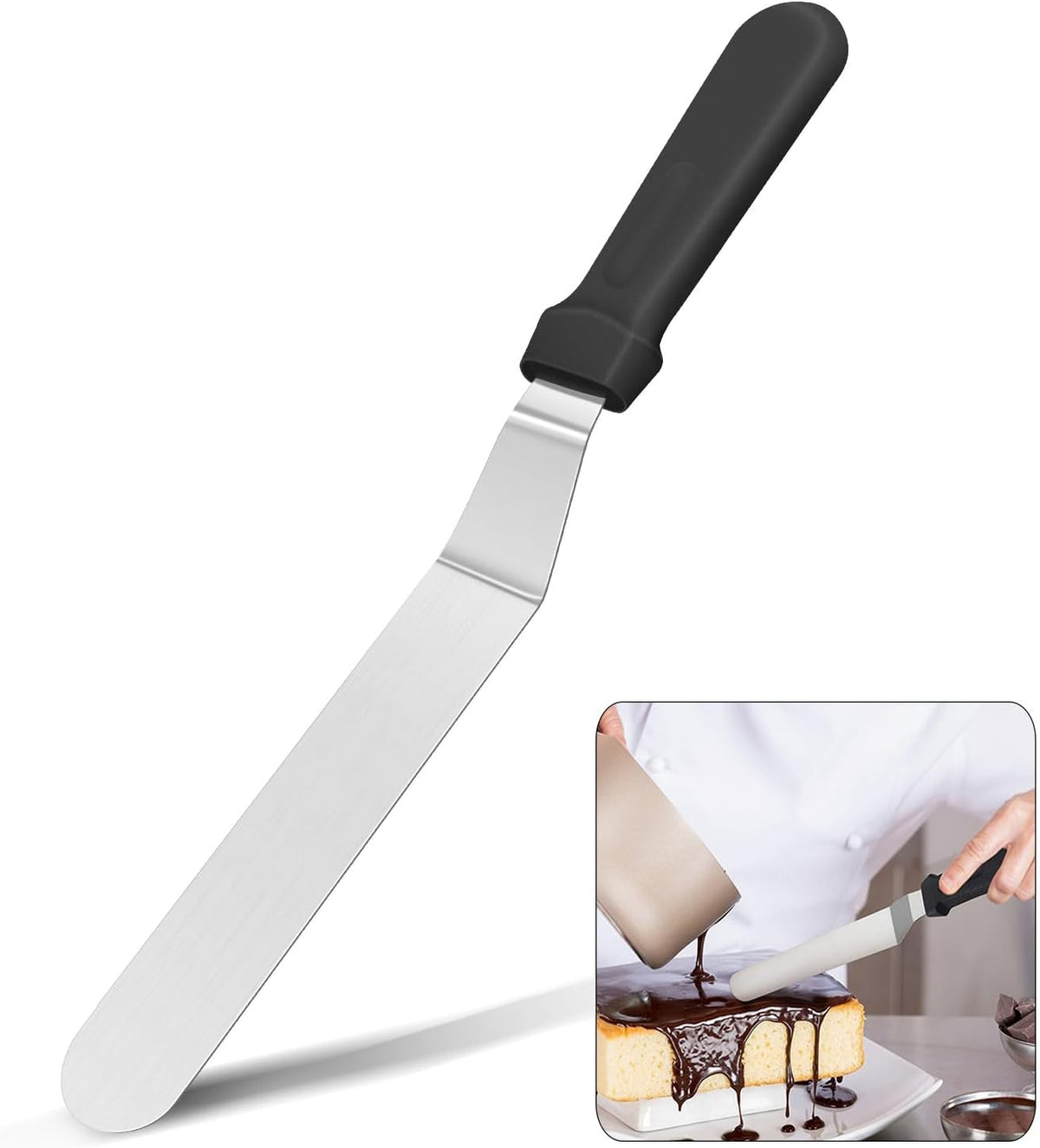 6" Small Angled Icing Spatula, Professional Food Grade Stainless Steel Cake Spatula with Sturdy & Durable Handle, Ideal for Frosting & Decorating Cakes, Baking