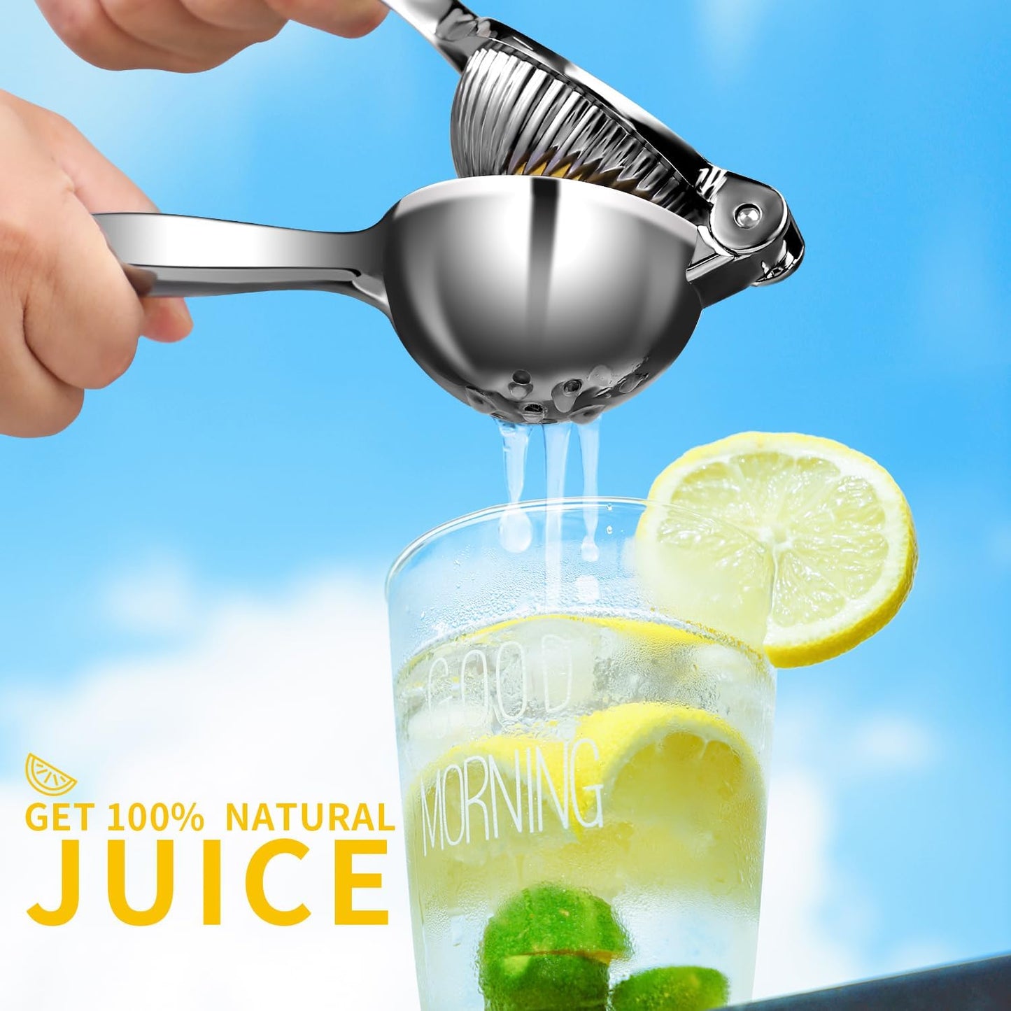 Lemon Squeezer, Max Extraction Hand Press Lemon Juicer, Heavy Duty Manual Orange Juicer, Sturdy Metal Lime Squeezer, Durable Handheld Citrus Fruit Squeezer for Kitchen Bar, Exprimidor De Limones