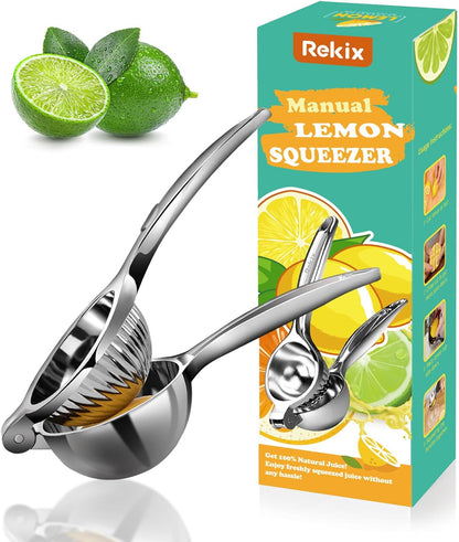 Lemon Squeezer, Max Extraction Hand Press Lemon Juicer, Heavy Duty Manual Orange Juicer, Sturdy Metal Lime Squeezer, Durable Handheld Citrus Fruit Squeezer for Kitchen Bar, Exprimidor De Limones