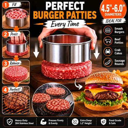 Doczen Large Round Cookie Cutter 6 PCS (2, 3, 3.5, 4, 5, 6 Inch) Set, 6-Piece Stainless Steel Biscuit Cutters, Heavy Duty Metal Ring Mold for Burger Press & Meat Shaping, Tortilla Crust