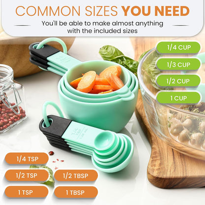 Magnetic Measuring Cups and Spoons Set of 9 - Mint