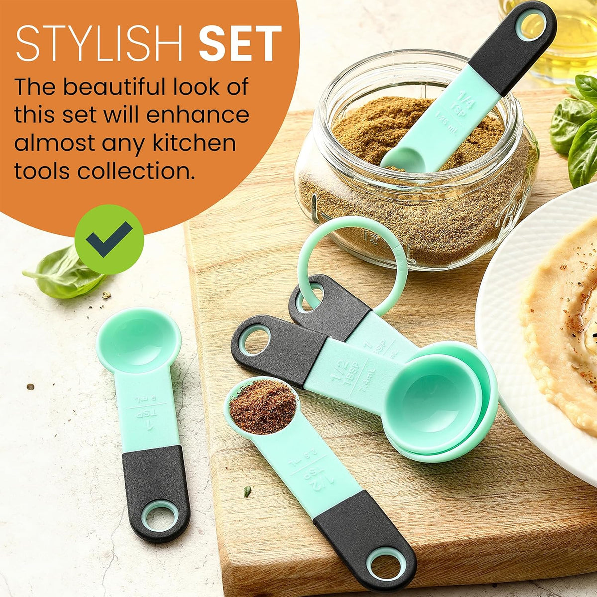 Magnetic Measuring Cups and Spoons Set of 9 - Mint