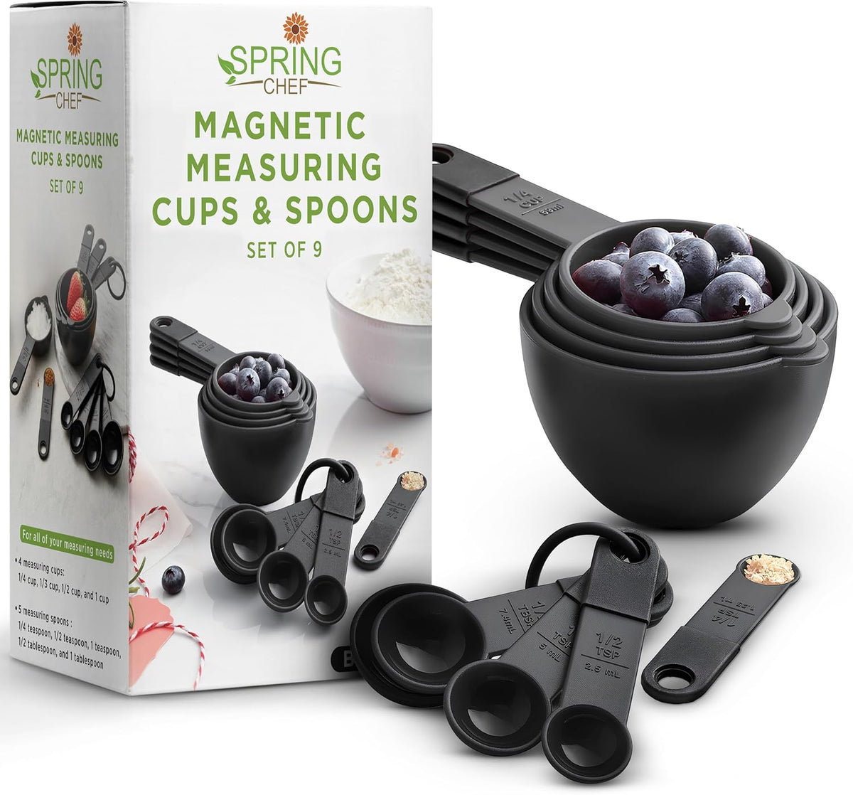 Magnetic Measuring Cups and Spoons Set of 9 - Mint