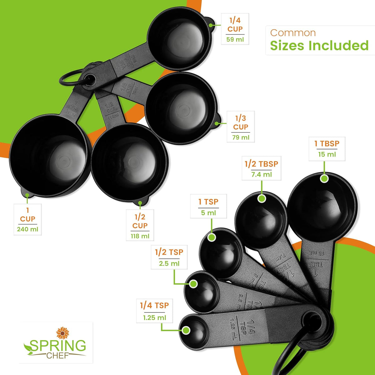 Magnetic Measuring Cups and Spoons Set of 9 - Mint