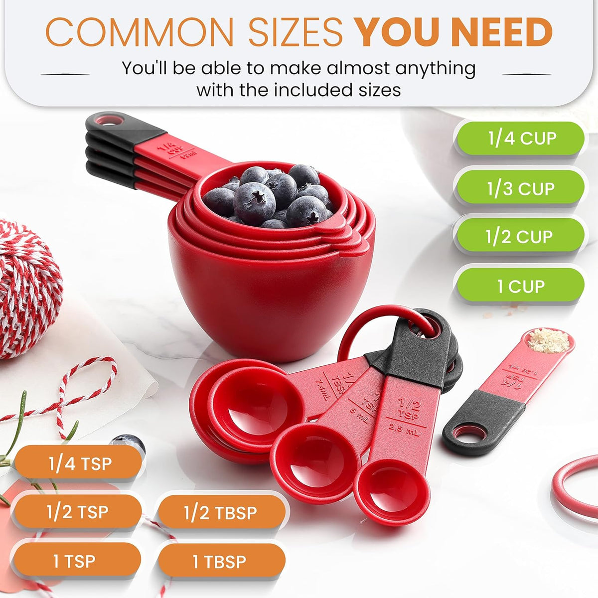 Magnetic Measuring Cups and Spoons Set of 9 - Mint