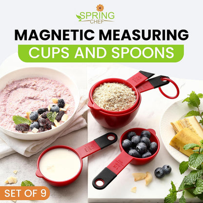 Magnetic Measuring Cups and Spoons Set of 9 - Mint