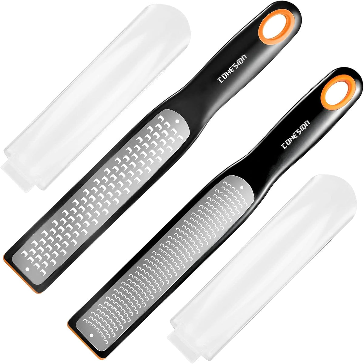 Etched Zester & Grater Set of 2 - Kitchen Zester Tool for Lemon, Cheese, Garlic, Ginger, Nutmeg, Chocolate, Fruits, Vegetables - Sharp Premium Stainless Steel Blade with Protective Cover
