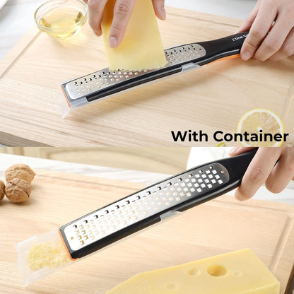 Etched Zester & Grater Set of 2 - Kitchen Zester Tool for Lemon, Cheese, Garlic, Ginger, Nutmeg, Chocolate, Fruits, Vegetables - Sharp Premium Stainless Steel Blade with Protective Cover