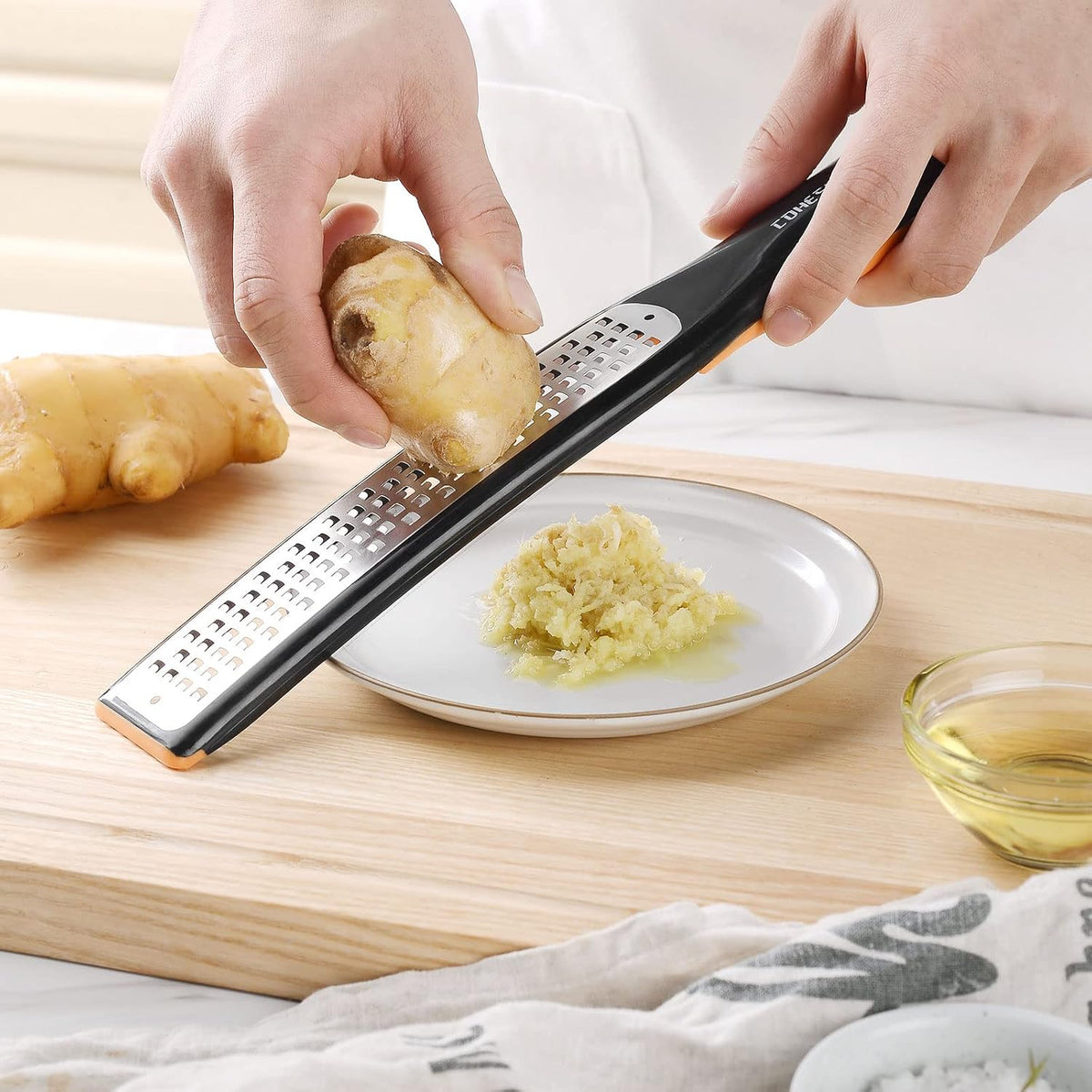 Etched Zester & Grater Set of 2 - Kitchen Zester Tool for Lemon, Cheese, Garlic, Ginger, Nutmeg, Chocolate, Fruits, Vegetables - Sharp Premium Stainless Steel Blade with Protective Cover