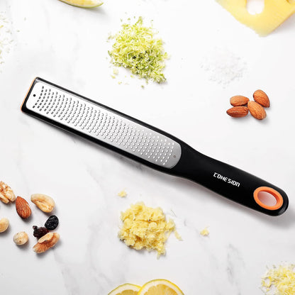 Etched Zester & Grater Set of 2 - Kitchen Zester Tool for Lemon, Cheese, Garlic, Ginger, Nutmeg, Chocolate, Fruits, Vegetables - Sharp Premium Stainless Steel Blade with Protective Cover