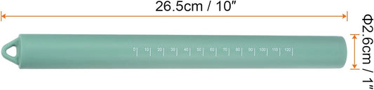 Silicone Rolling Pin 10" Silicone Surface Non-Stick Stainless Steel Inner Core Dough Roller Kitchen Roller for Baking Pastry Pizza Fondant Bread, Green