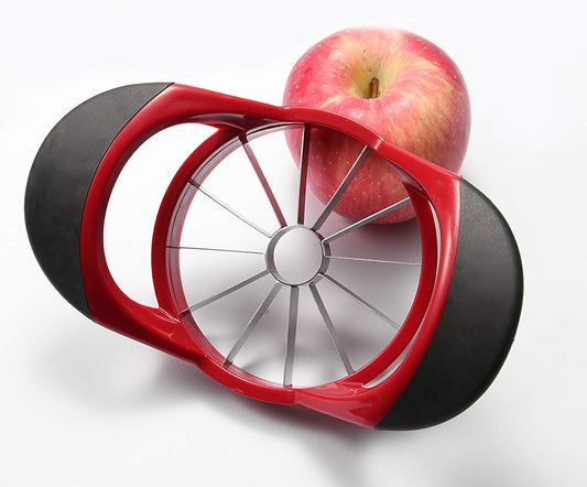 12 Blade Apple Slicer Corer Cutter, Red | Ultra Sharp Stainless Steel Blades, Ergonomic Plastic Handle, 3 in 1