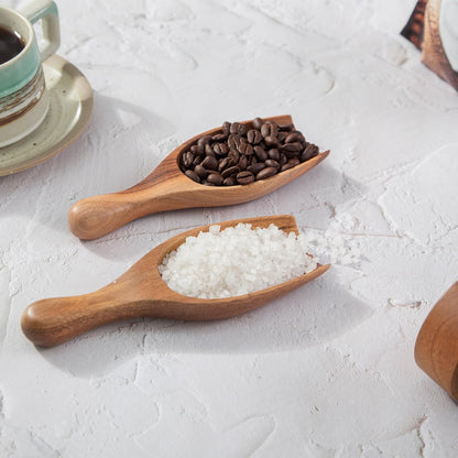 Big Wooden Scoop Shovel, 2PCS Large Coffee Scoops for Ground coffee, Acacia Wood Bean Salt Spoons, Wooden Scoops for Jars Canisters, Kitchen Scoops for Flour Laundry Scoop Multi-purpose