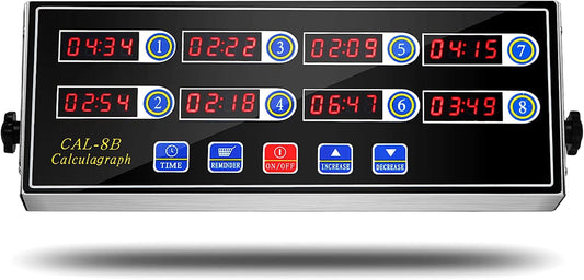 Kitchen Timers for Cooking, 8 Channel, Commercial Grade, Stainless Steel, LED Digital, Loud Alarm